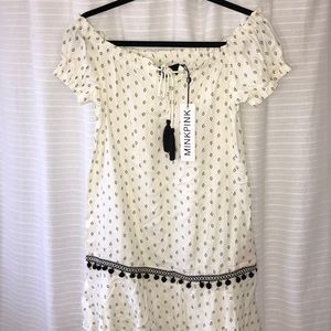MINKPINK Off the Shoulder Boho Tunic Dress